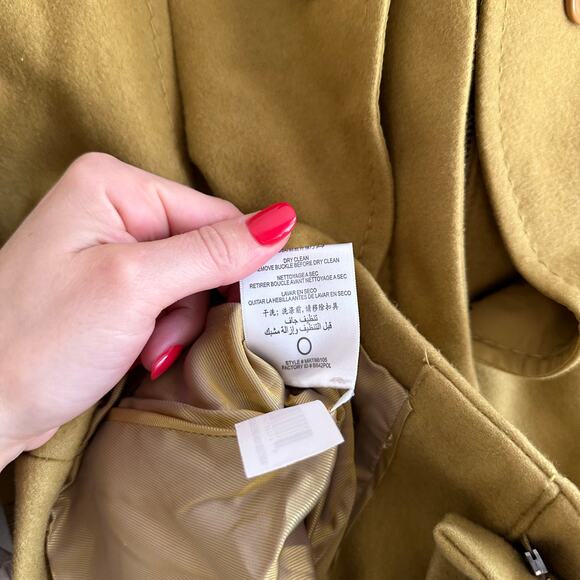 BCBGMAXAZRIA Wool-Cashmere Ruffle Zip Up Pea Coat Green Ochre S - Picture 8 of 14